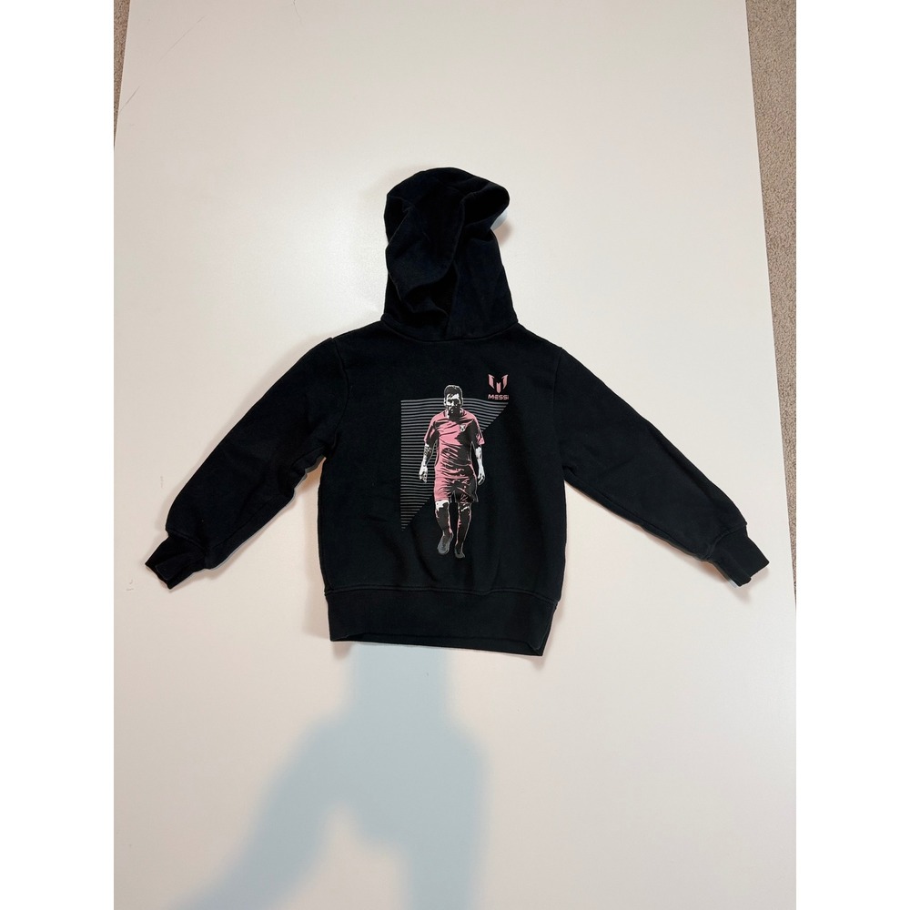 Messi Collection Kids Black Graphic Hoodie Soccer Inter Miami Pink Size 5